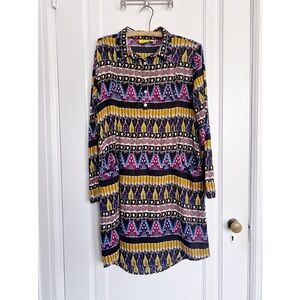 Roller Rabbit • ikat print popover shirtdress tunic mini tribal colorful cotton